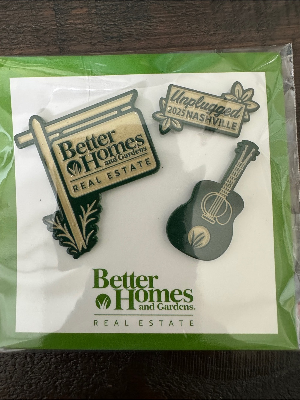 Better Homes And Gardens Green and Cream Wall Pin Set with Guitar & Sign